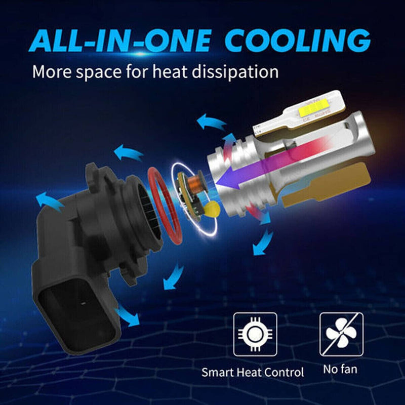 6000K LED Headlight Hi-Lo Beam Fog Light Bulbs for Cadillac Escalade