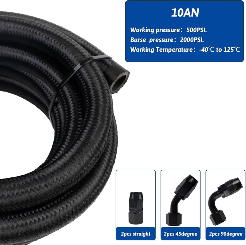 Oil Catch Can Reservoir Tank 10AN 2 Port Dual Breather Filter Baffled 10FT Hose