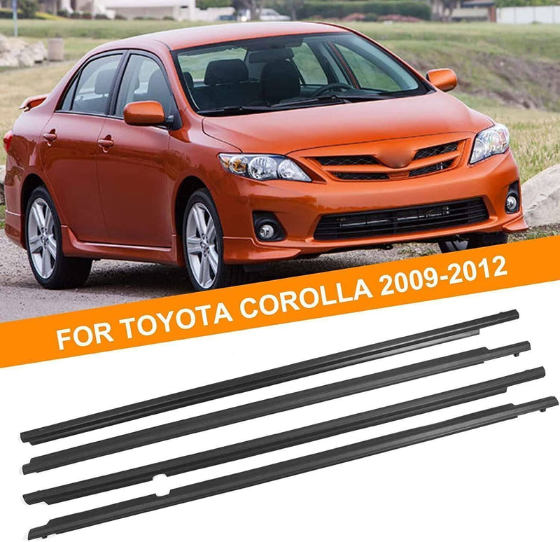 4Pcs Door Window Weatherstrips Belt Seal Moulding Trim for Toyota Corolla