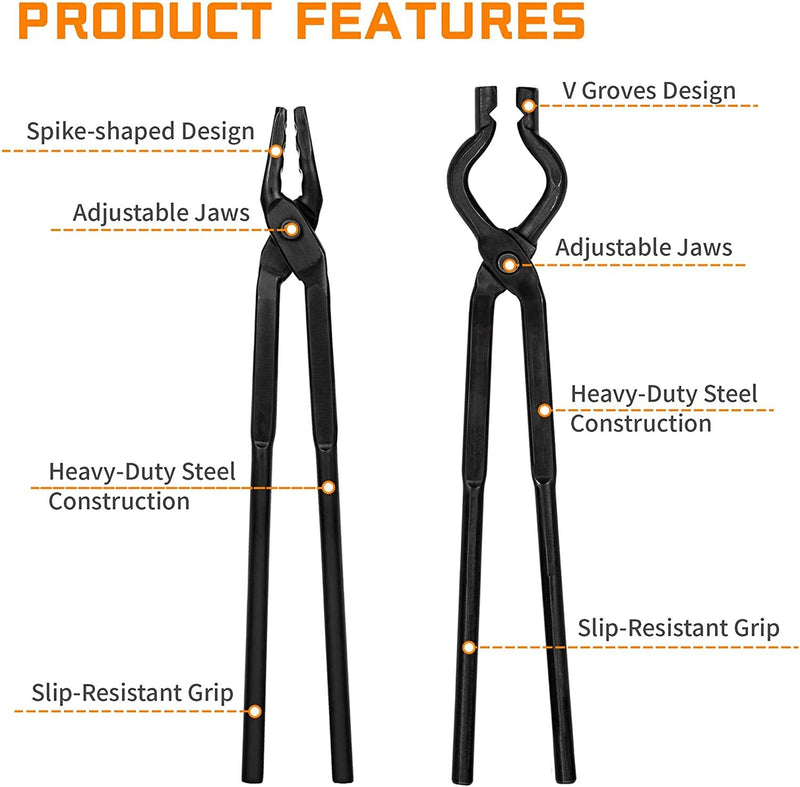 Blacksmith Tongs Set Knife Making Wolf Jaw V-Bit Starter Beginner