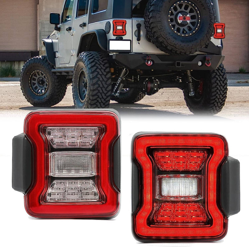 LED Tail Lights Pair for Jeep Wrangler JK JKU 07-18 Rear Brake Turn Signal Lamps