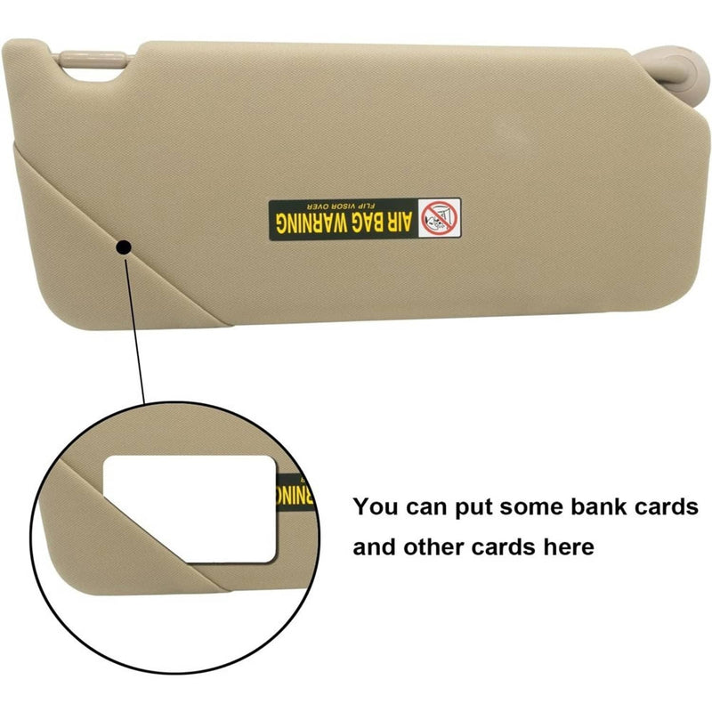 Sun Visor Left Driver Side with Light Mirror for Honda Accord 2008-2017 Beige