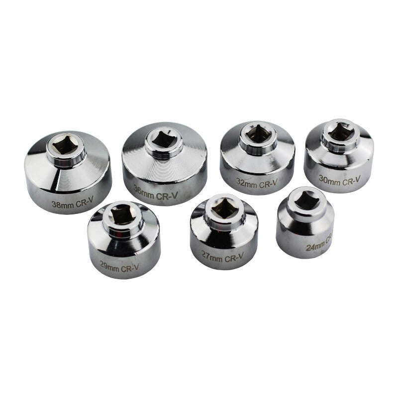 7PCS Oil Filter Socket Set Cup Socket Tool Set Cap Wrench 24 27 29 30 32 36 38mm