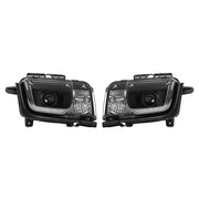 DURAFORCE LED Tube Projector Headlights Headlamp Black for Chevrolet Camaro 2010-2013 Pair