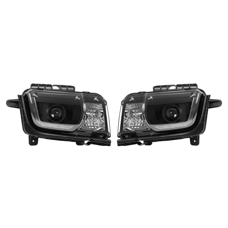 DURAFORCE LED Tube Projector Headlights Headlamp Black for Chevrolet Camaro 2010-2013 Pair