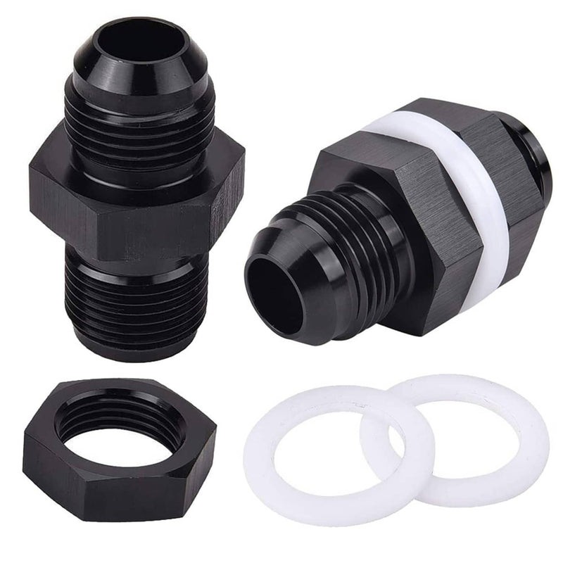 2Pcs 10AN AN10 Flare Fuel Cell Bulkhead Fitting With Teflon Washer Aluminum