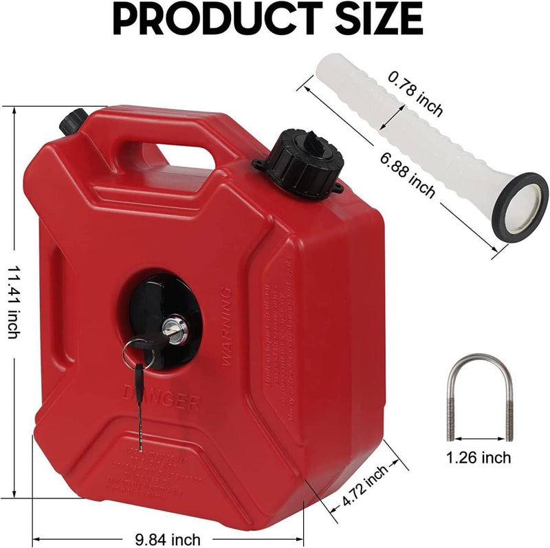 5L Gas Fuel Tank Gas Can Oil Storage for ATV UTV Gokart Motorcycle Car SUV