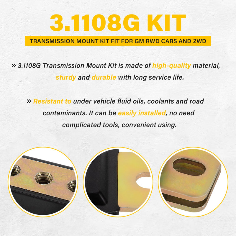 3.1108G Transmission Mount Kit for GM RWD Cars 2WD Trucks TH350 TH400 700R4