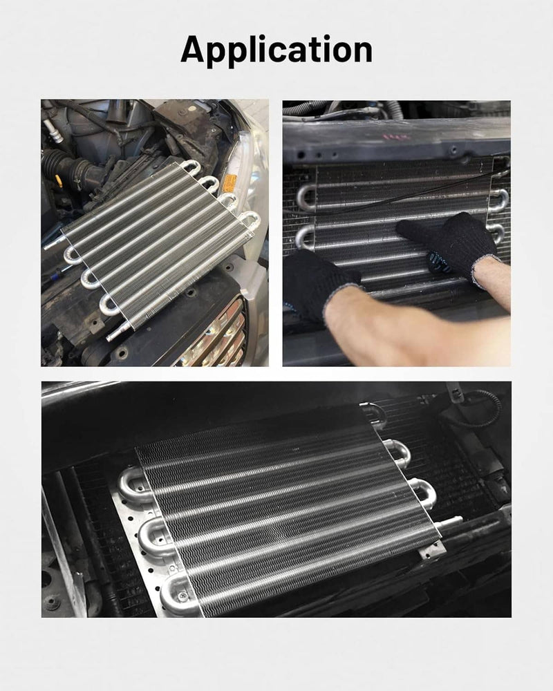 Universal 6 Row Aluminum Remote Transmission Oil Cooler Radiator Converter Kit