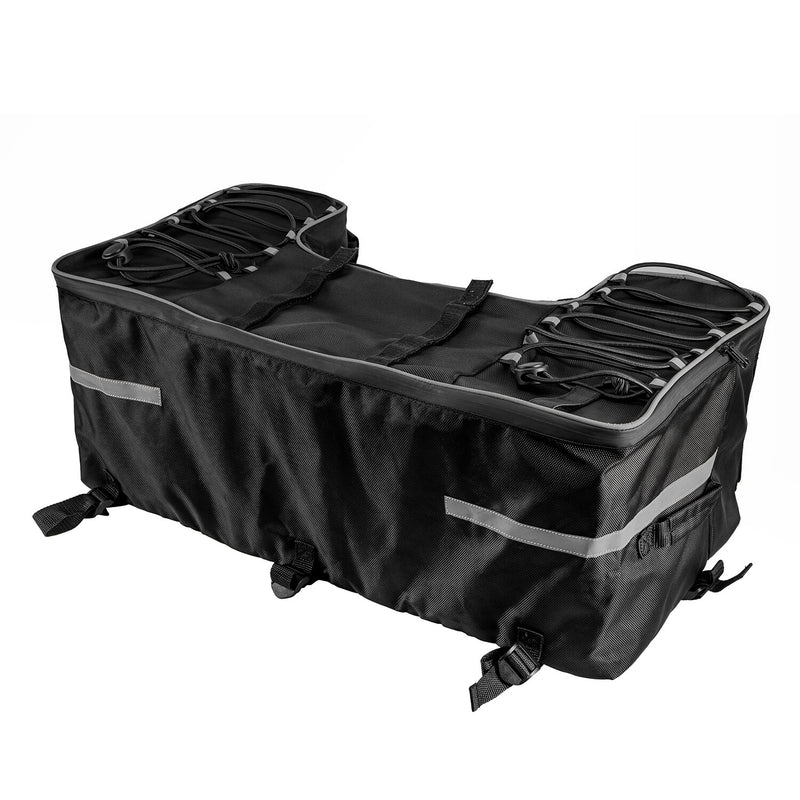 Removable Large ATV Rear Seat Bag Storage Bags Frame Rack Bag w/Cushion Black