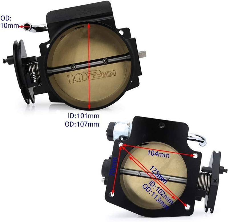 102mm 4 Bolt Throttle Body with Cable TPS IAC for GM Gen III LS1 LS2 LS6