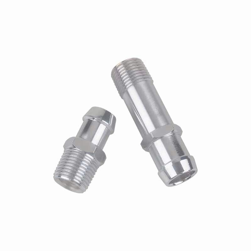 SBC BBC Chevy Heater Hose Fitting Set 3/4 Water Pump 5/8 Intake Chromed Steel