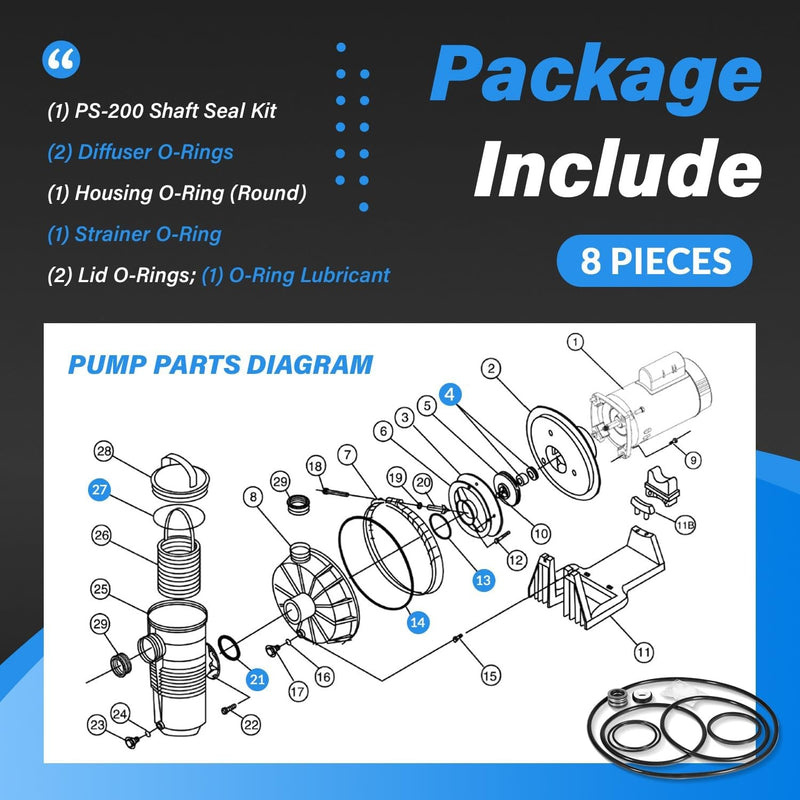 PS-200 Shaft Seal & O-Ring Rebuild Kit for Pac Fab Challenger GO-KIT5 Pump
