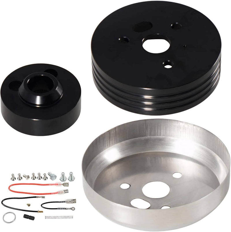 DURAFORCE 5 & 6 Hole Steering Wheel Hub Adapter for Chevy Flaming River Ididit GM Polished