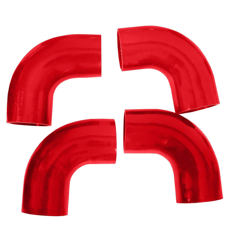 3" DIY Polished Intercooler Piping U Pipe Red Silicone Coupler Clamp Kit