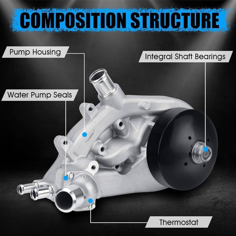 Water Pump with Thermostat for Chevy GMC Vortec 4.8L 5.3L 6.0L 6.2L 2007-2016