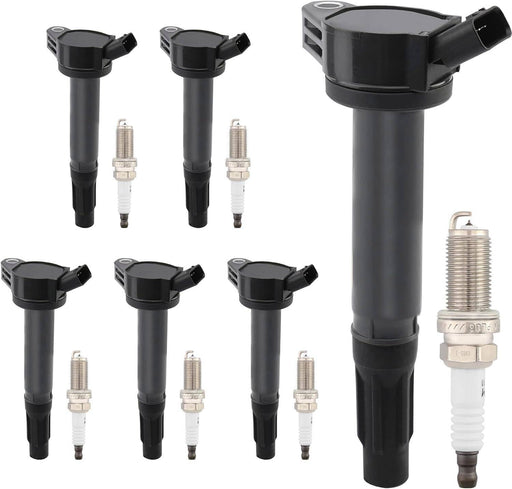 DURAFORCE 6Pcs Ignition Coil Set + 6Pcs Platinum TT Spark Plug for Toyota Lexus Camry