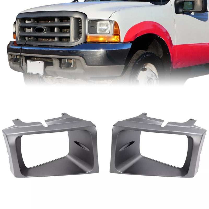 Headlight Door Set Bezel for Ford Super Duty F250 F350 F450 F550 1999-2004 2PCS