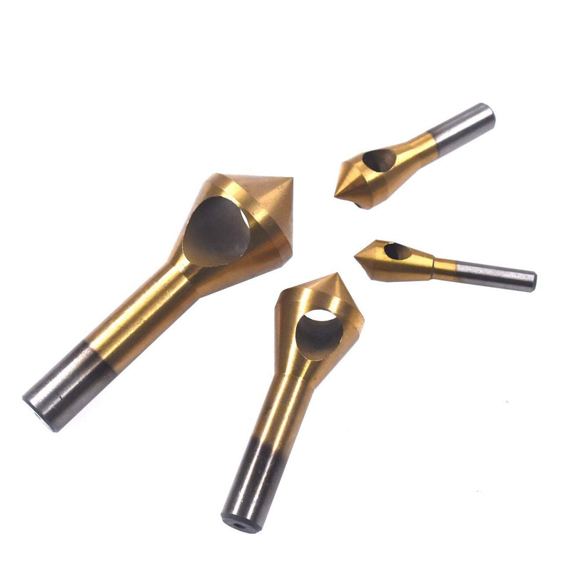 4X HSS Hole Chamfering Tool Countersink Deburring Drill Bits Titanium Coated