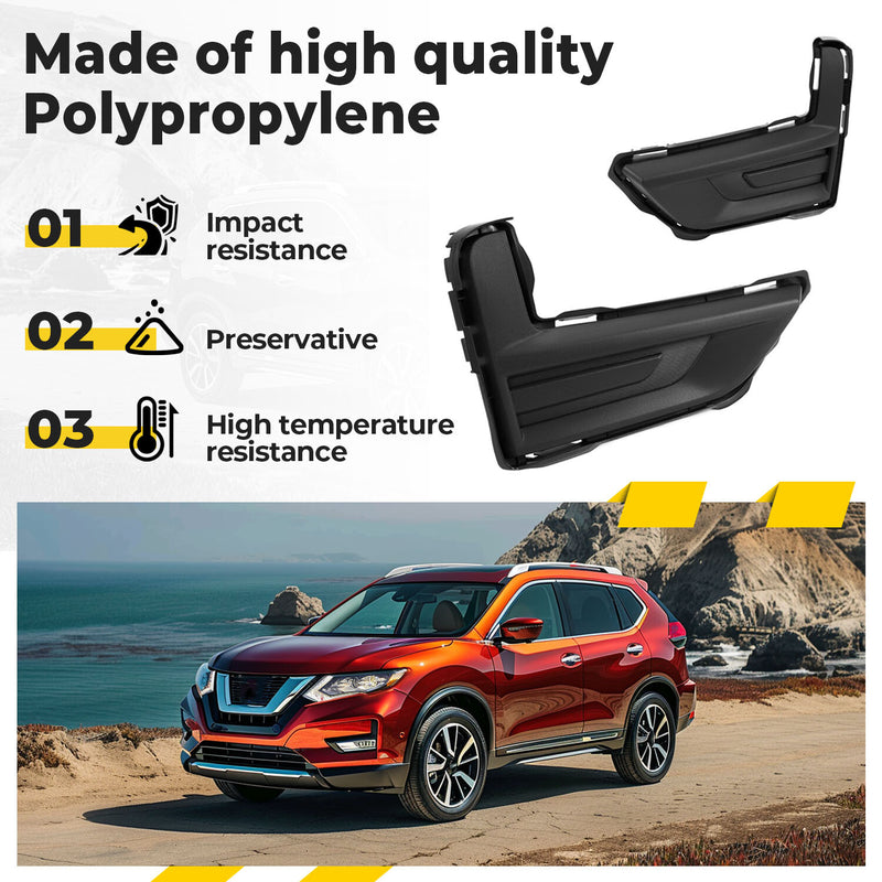 Front Bumper Fog Light Lamp Covers Grille for Nissan Rogue 17-20 18 Left+Right
