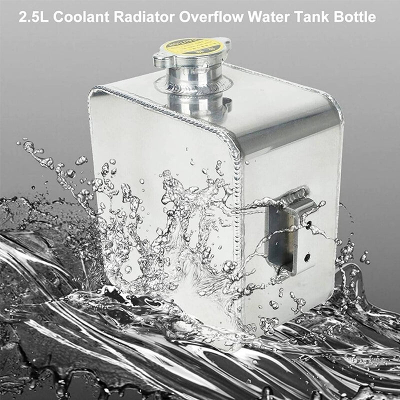 Universal Aluminum 2.5L Water Coolant Radiator Overflow Recovery Tank Bottle