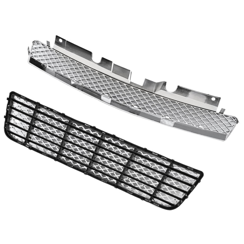 DURAFORCE Chrome Mesh Front Upper Lower Bumper Grille for Chevy Impala Limited 2006-2016