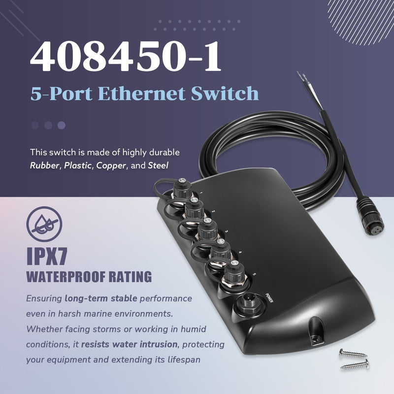 408450-1 5 Port Ethernet Switch for Humminbird AS ETH 5PXG Black