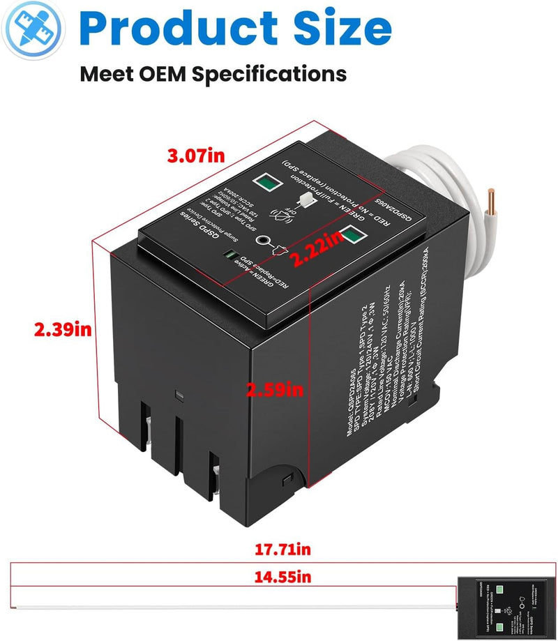 QSPD2A065P Plug-In Surge Protection Device for Siemens 2-Pole 65kA 120/240V