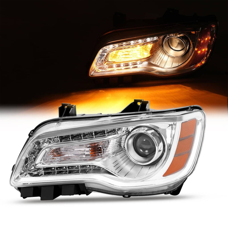 DURAFORCE Chrome Bezel LED DRL Headlight Headlamp Driver Side for Chrysler 300 2011-2023