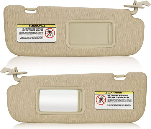 DURAFORCE Pair Sun Visor w/Mirror Right Left Beige for Hyundai Elantra 2011-2015