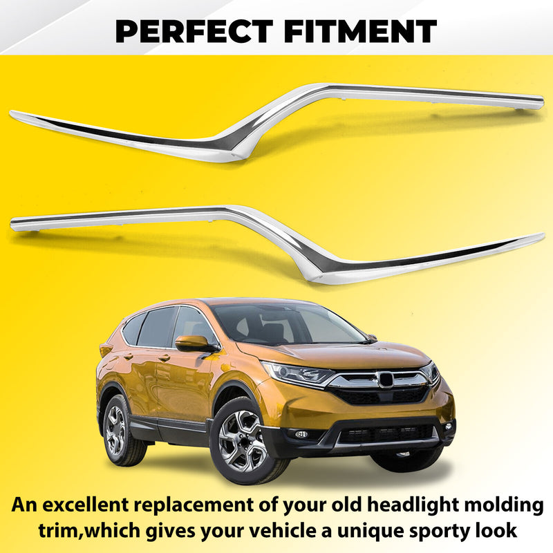 Chrome Trim Grille Headlight Molding for Honda CRV CR-V 2017-2019 Pair