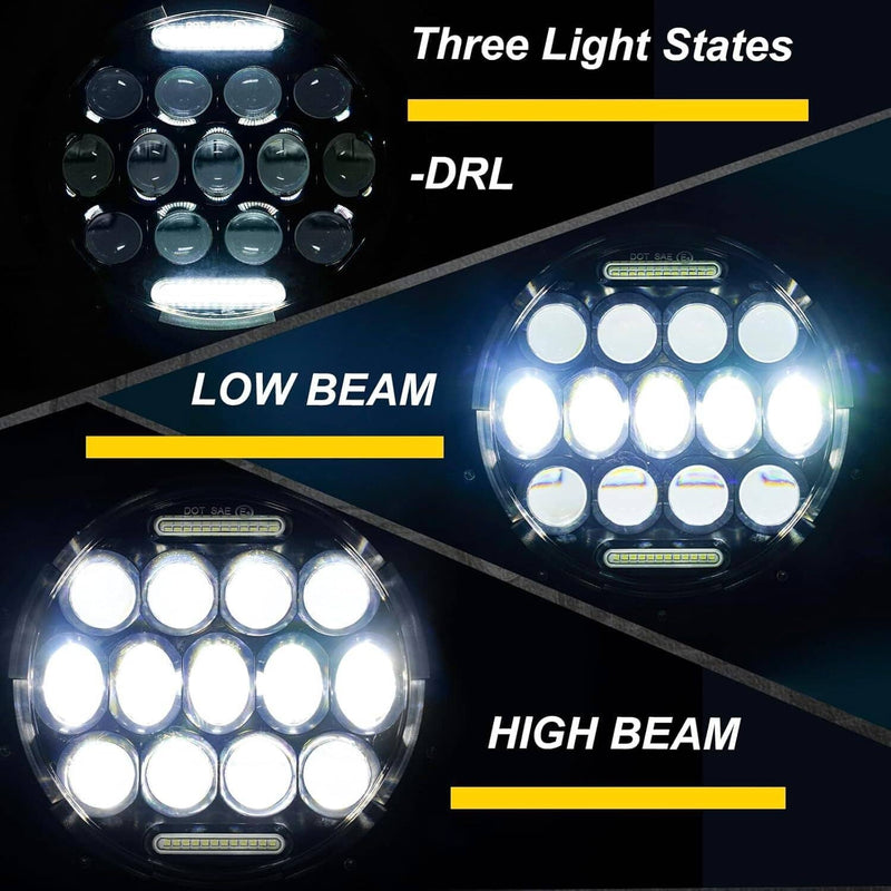 7" Round LED Headlights Halo Pair for Jeep Wrangler JK TJ LJ CJ