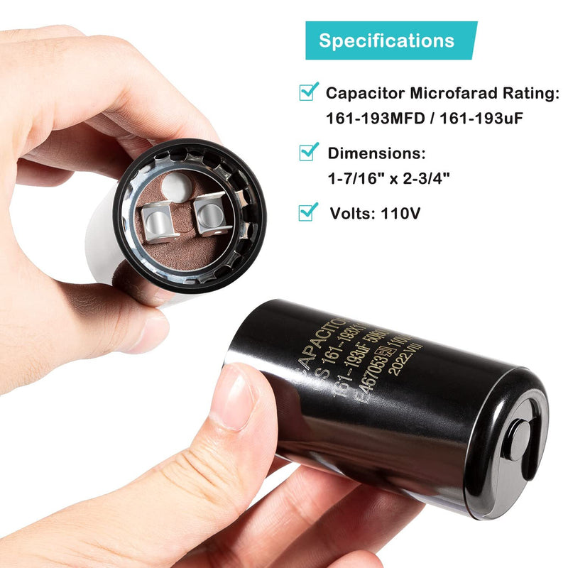 Pool Pump Capacitor 161-193 uf/MFD for Hayward Super Pump 0.75 1.0 1.5 HP