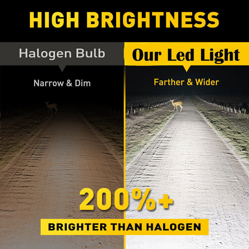 9005 9006 LED Headlights Kit Combo Bulbs 6500K High Low Beam Super White Bright