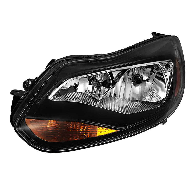 DURAFORCE Black Left Driver Side Headlights Clear Lens Halogen for Ford Focus 2012-2014
