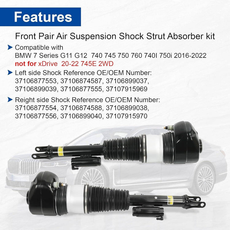 Front Air Suspension Shock Struts for BMW 740i 750i 750Li G11 G12 2016-2022 2Pcs
