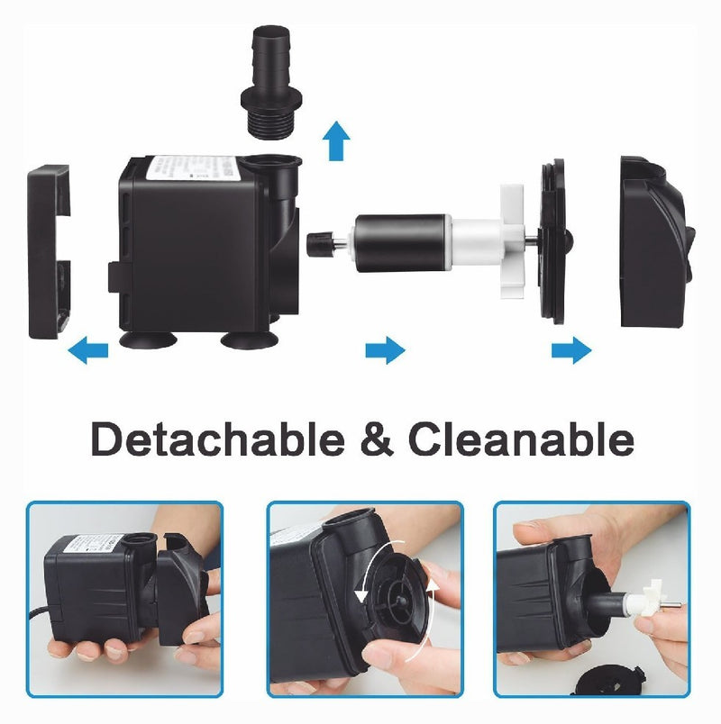 160GPH Aquarium Water Pump Adjustable Submersible Pump for Fish Tank Statuar
