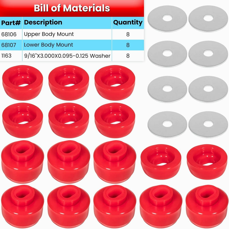 7-141 Silicone Body Cab Mount Bushing for Chevy Silverado Sierra 1999-2014