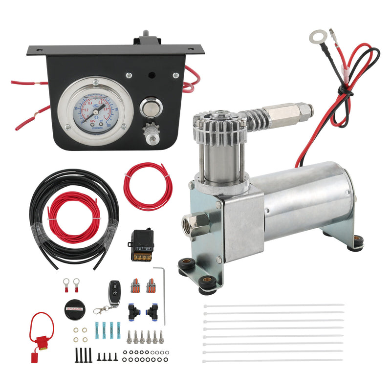 Air Lift 25804 Air Suspension Compressor Kit for Bag Control Gauge Switch Amps
