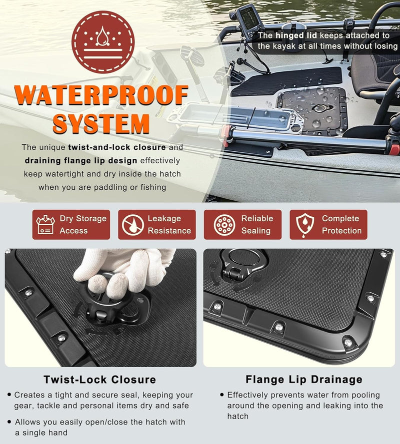 71707003 Rectangular Twist and Seal Hatch Kit for Hobie Pro Angler Kayaks 2013+