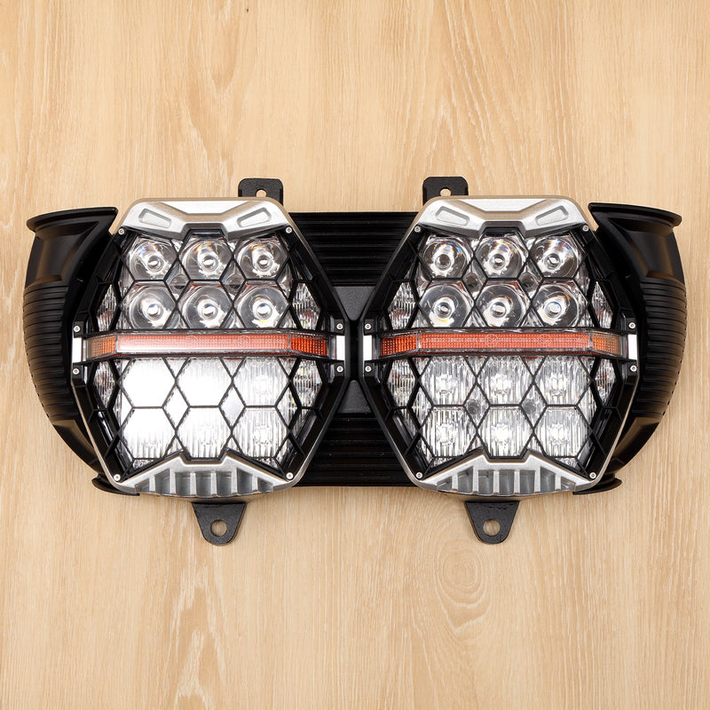 Dual LED Headlight Headlamp Projector Hi Lo Beam for Harley Road Glide 2015-2024
