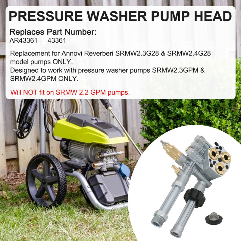 Complete Pump Head with Unloader 2800 PSI for SRMW2.3G28 SRMW2.4G28 Pumps