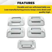 DURAFORCE Chrome Door Handle Tailgate Covers With Keypad for Ford F150 2004-2014 4 Door
