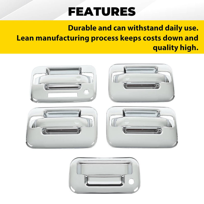 DURAFORCE Chrome Door Handle Tailgate Covers With Keypad for Ford F150 2004-2014 4 Door