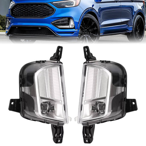 DURAFORCE Front Bumper Left Right Side LED Fog Lights Lamps for Ford Edge 2019-2024