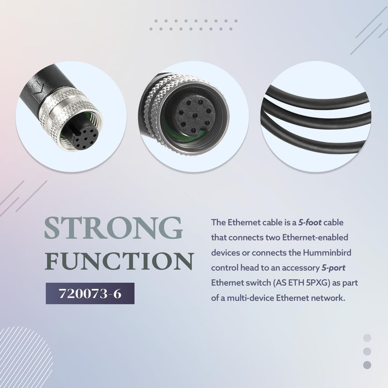 720073-6 5 Foot Ethernet Cable for Humminbird AS EC 5E Helix APEX SOLIX Onix