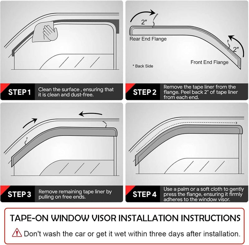 JDM Mugen Style Window Visors Rain Guards for Toyota Corolla Sedan 2020-2025