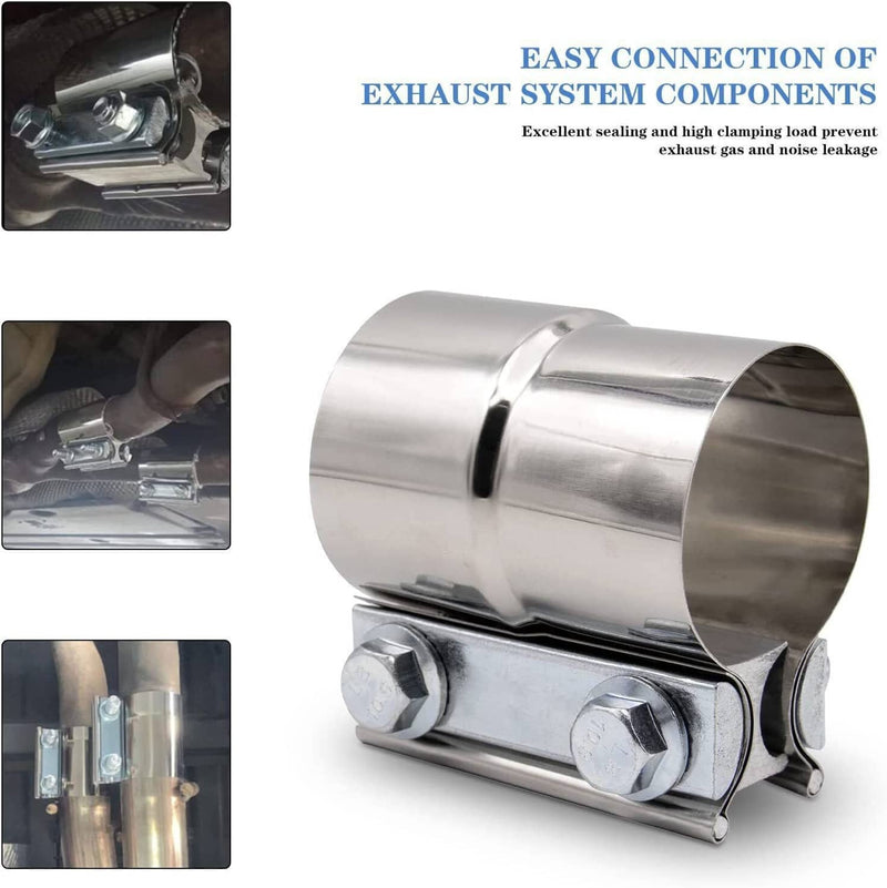 4Pcs Stainless Lap Joint Exhaust Clamp Sleeve Band for 2.5 inch OD Pipe