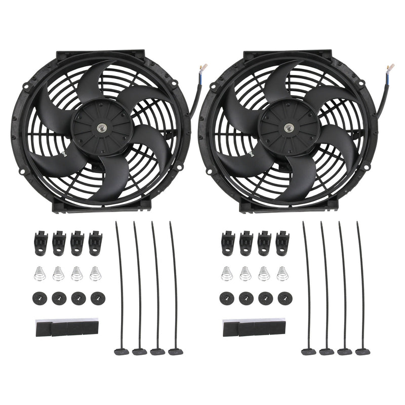 Universal 10" Slim Pull Push Racing Electric Radiator Engine Cooling Fan 2X