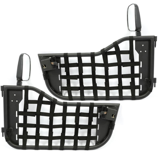 DURAFORCE Black Tubular Door With Side Mirror for Jeep CJ7/YJ Wrangler 1976-1995 2DR